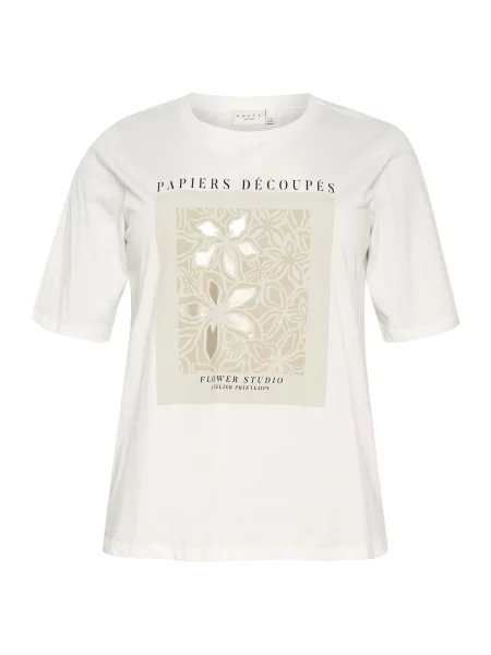 KAFFE CURVE Tricou Fiona bej / bej închis / negru alb