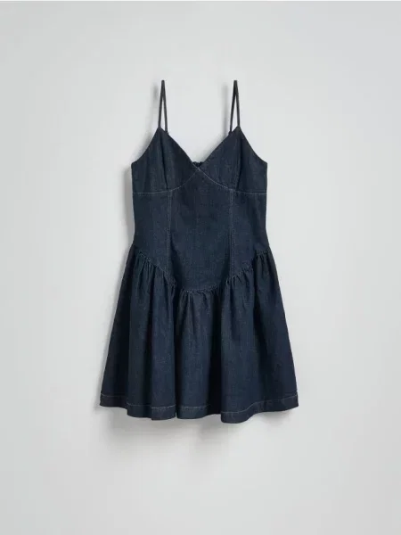 Reserved Jeansowa sukienka mini granatowy