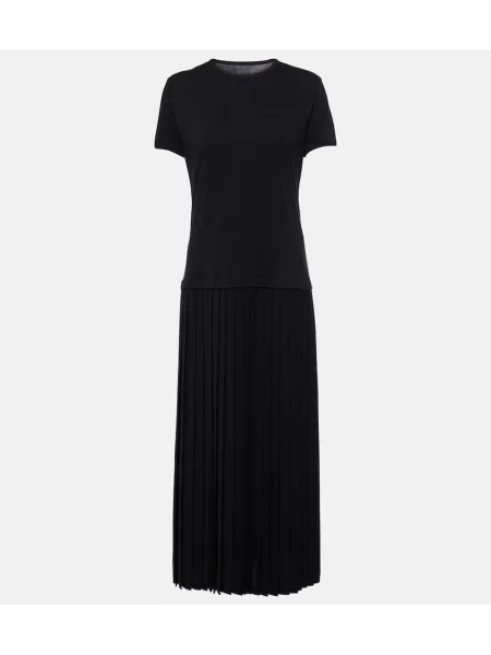 Sukienka midi Mm6 Maison Margiela plisowana do kolan garniturowa czarna