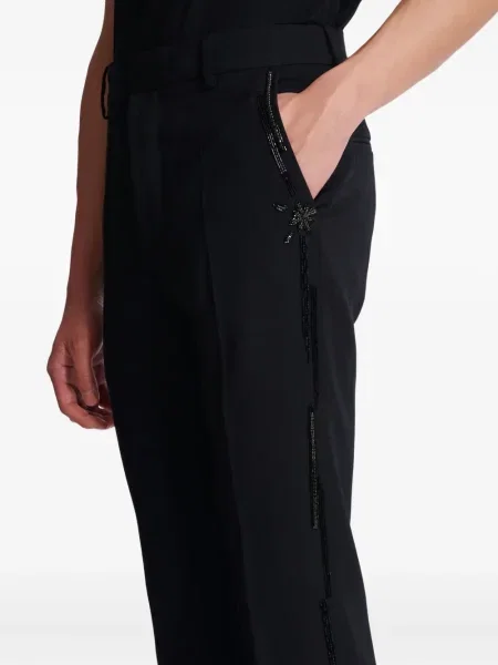 Pantaloni Balmain cu broderie de lână negru