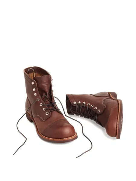 Botine Red Wing Shoes cu șireturi din piele biker roșu