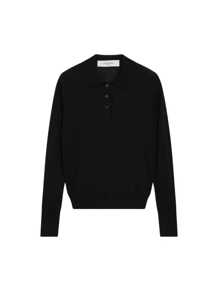Koszulka polo Golden Goose wełniana czarna