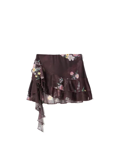 Bershka Sukně / zelená / lilek / růžová žlutá