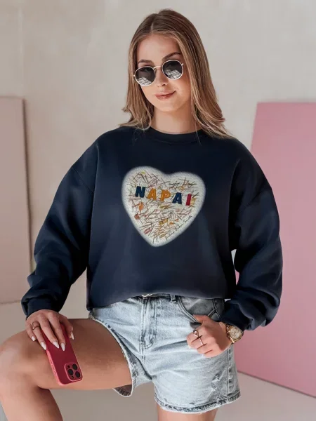 Bluza oversize z sercem SERDUCHOVA Dstreet granatowa