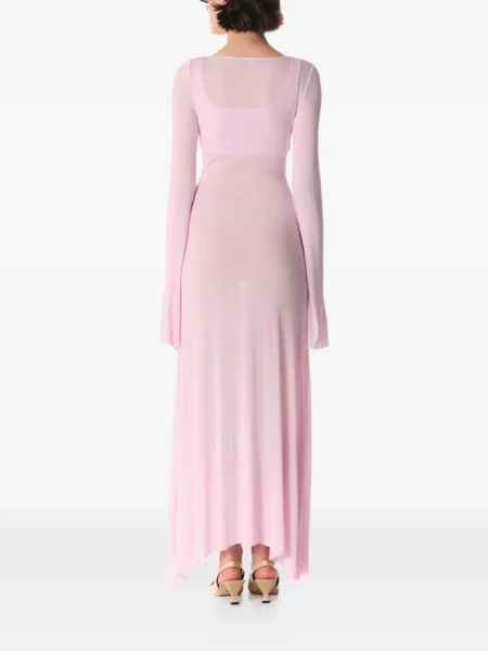 Rochie maxi Manuri cu decolteu în V lungă de costum roz