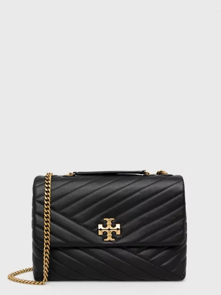 Usnjena torbica Tory Burch črna