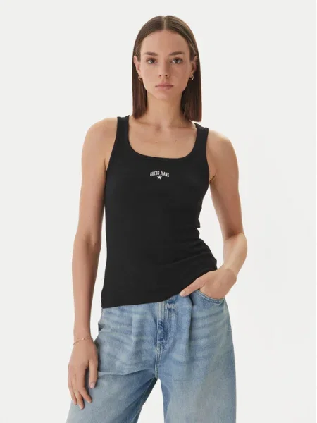 Top din denim Guess Jeans negru