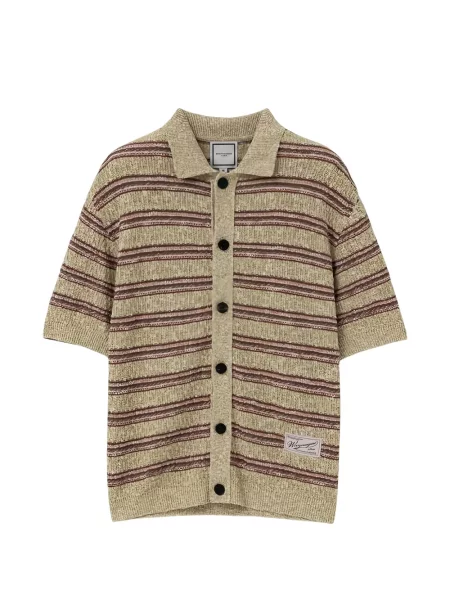 Scurt cardigan Wooyoungmi cu dungi verde