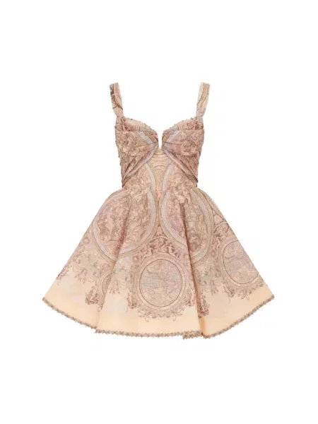 Sukienka mini Zimmermann drapowana z drapu beżowa