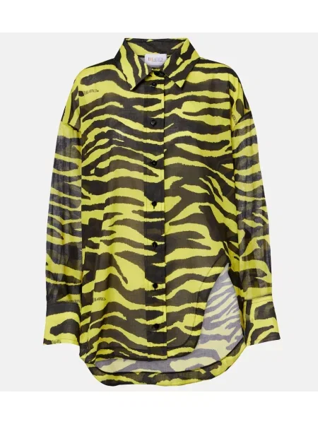 Cămașă The Attico cu imagine cu imprimeu animal print din muselină negru