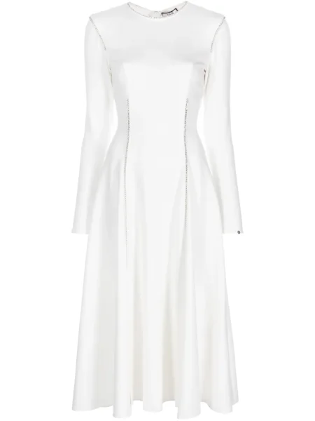 Rochie maxi Nissa de cristal lungă de costum alb