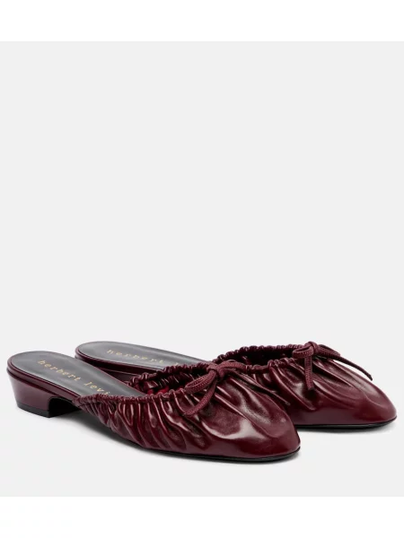 Papuci tip mules Herbert Levine din piele de lac bordo