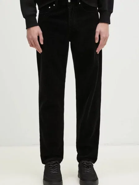 Spodnie o kroju straight fit z czystej bawełny w imitacji sztruksu Carhartt Wip czarne