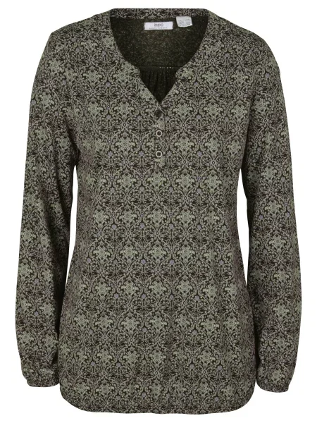 Bonprix Tričko světle zelená / tmavě zelená / fialová černá