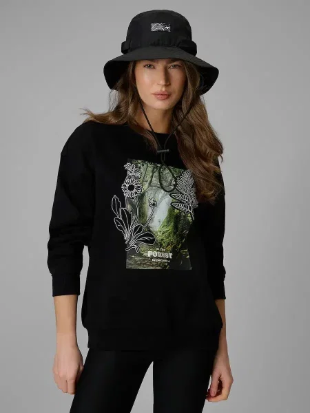 Bluza dresowa loose bez kaptura 4F czarna
