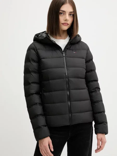 Дънково яке Tommy Jeans с качулка черно