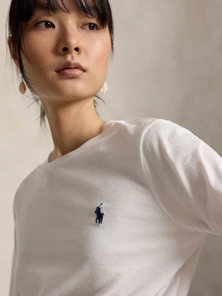 Polo Ralph Lauren блуза с дълги ръкави дамска от бяло