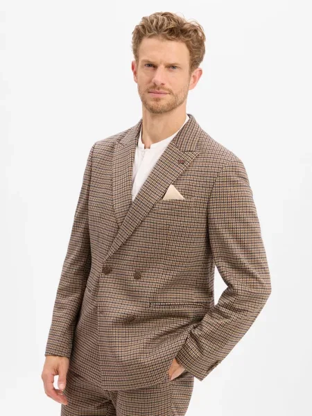 Finshley & Harding London kurtka modułowa Berry Mężczyźni Regular Fit Sztuczne włókno beżowy|brązowy wzorzysty 46 beżowa