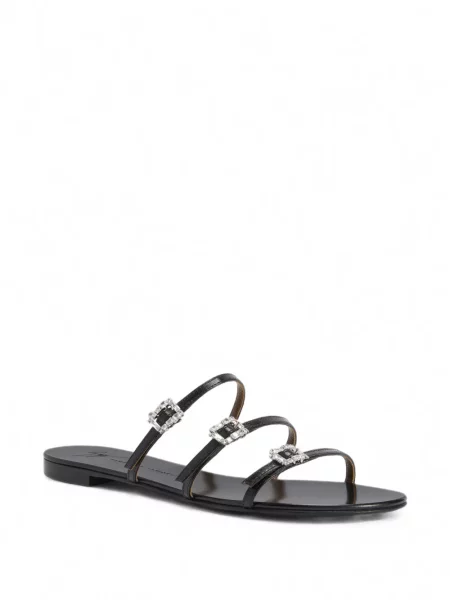 Sandale Giuseppe Zanotti din piele fără toc negru