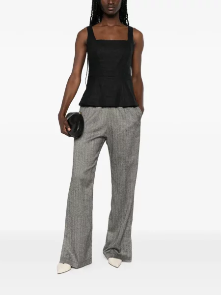 Pantaloni Forte_forte cu model herringbone gri