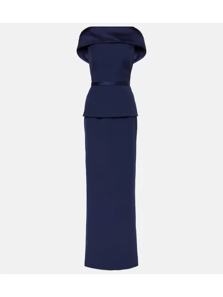 Midi obleka Safiyaa z draperijo modra