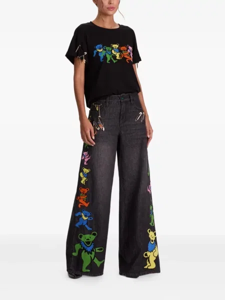 Blugi Alice + Olivia cu broderie negru