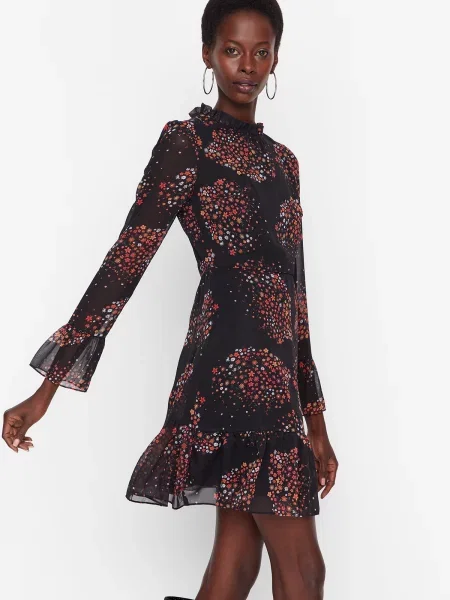 Rochie maxi Trendyol cu model floral negru