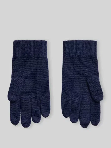 Rękawiczki z palcami z wełny z wyhaftowanym logo Polo Ralph Lauren granatowe