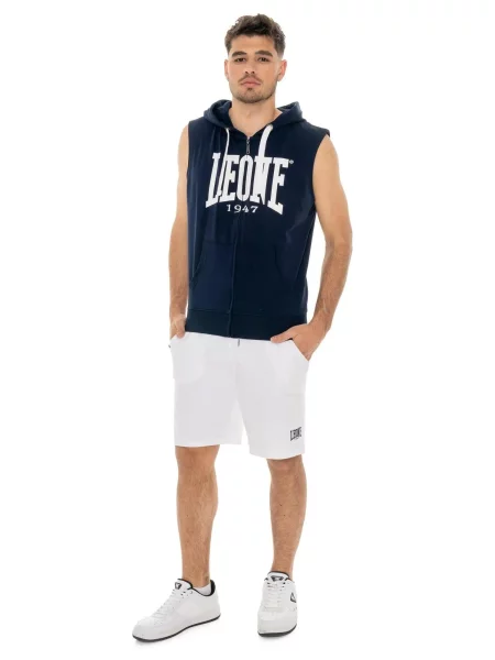 Leone Basic bluza z kapturem i bez rękawów zapinana na niebieska