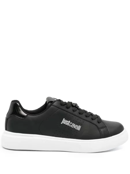 Sneakerși Just Cavalli din piele cu dungi de tigru negru