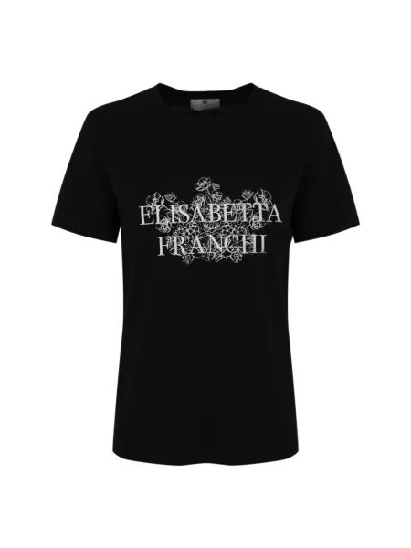 Koszulka Elisabetta Franchi z nadrukiem czarna