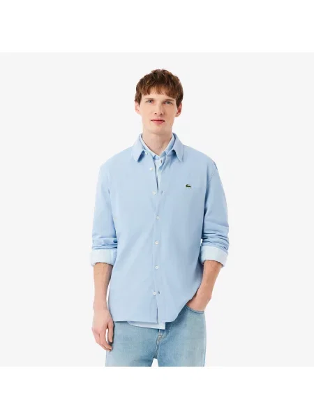 Lacoste Koszula Slim Fit Z Bawełnianej Piki niebieski