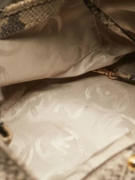 Geantă cu mânere cu lanț Michael Michael Kors cu imagine bej