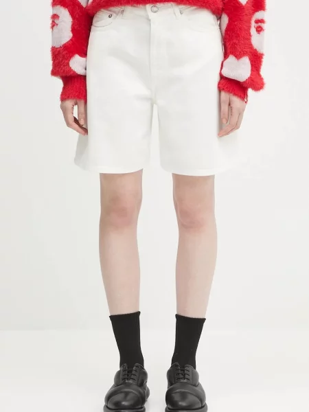 Džínové šortky Samsoe Samsoe SASHELLY high waist bílá