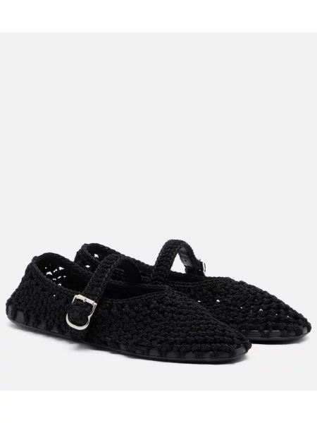 Balerini Alaïa din satin țesuți negru