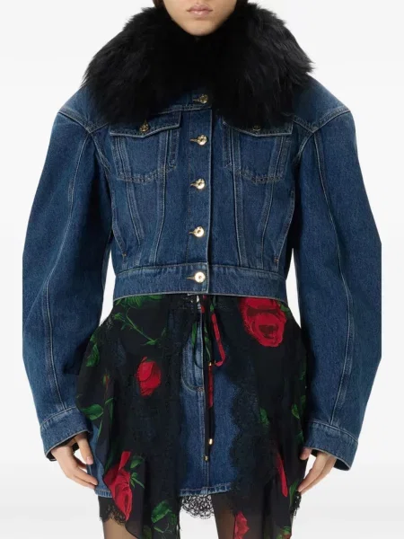 С яка дънково яке Blumarine с козина синьо