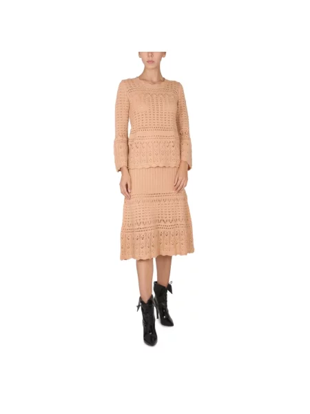 Długi sweter Boutique Moschino z długim rękawem beżowy
