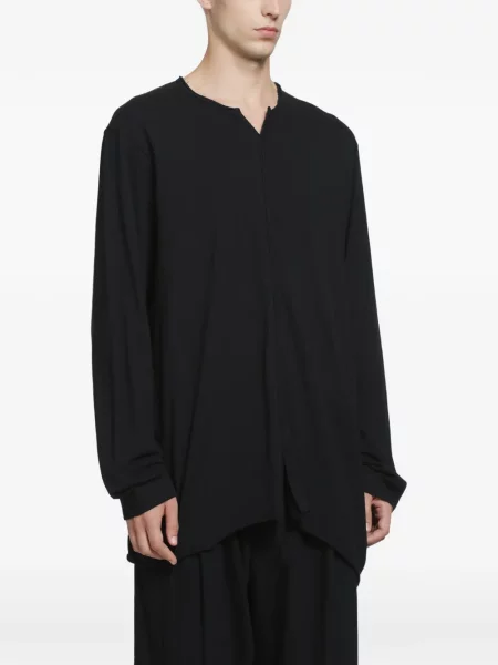 Lung tricou Ziggy Chen cu decolteu în V negru