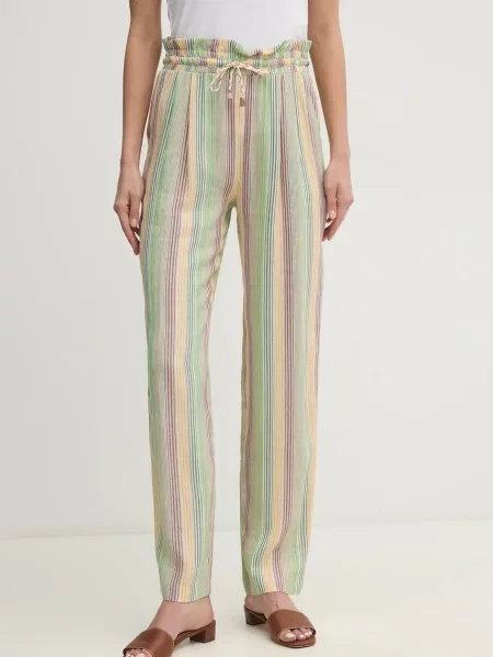 La Petite Française spodnie z domieszką lnu PETRUS proste high waist PETRUS zielony