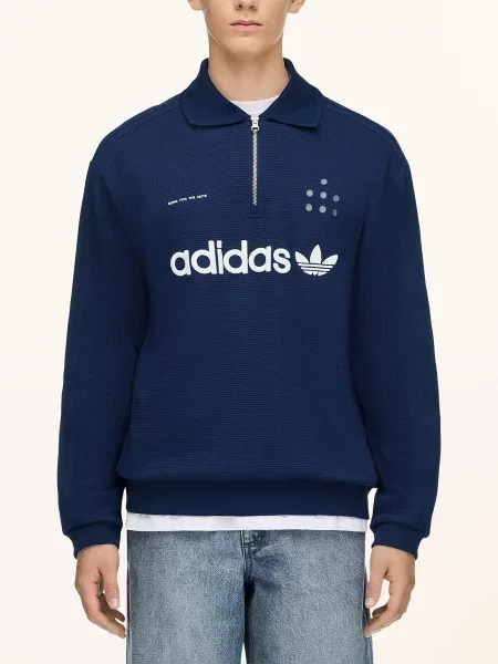 Adidas Originals X SFTM longsleeve z bawełną granatowa