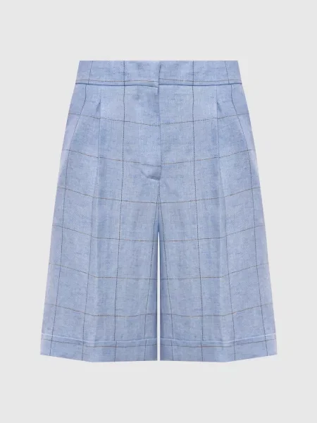 Шорти з льону в клітинку Peserico блакитні