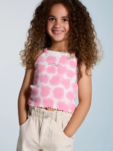 Reserved Top din cu broderie roz-pastel roz