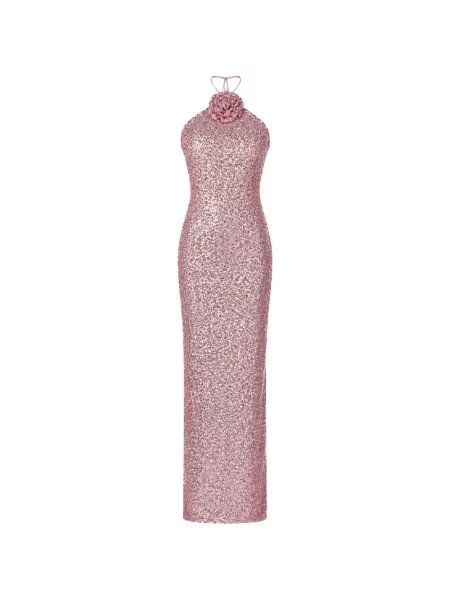 Rochie maxi Roserry cu model floral cu aplicații roz