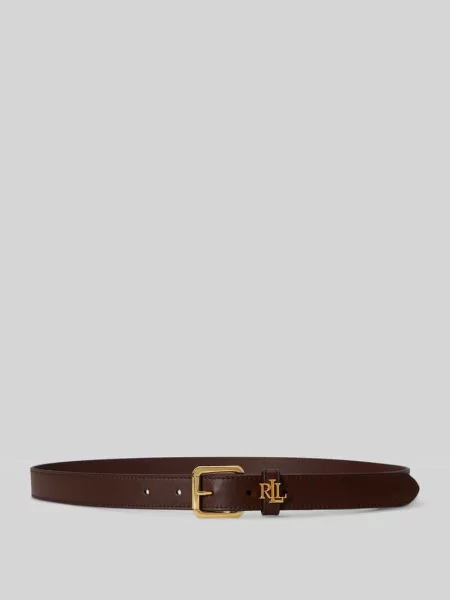 Pasek z naturalnej skóry z detalem z logo Lauren Ralph Lauren