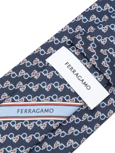 Cravată Ferragamo de mătase cu imagine albastru