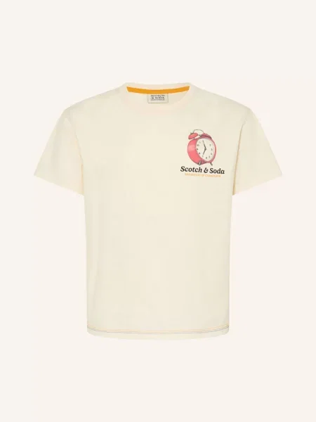 Scotch & Soda Tričko krémová / hnědá červená