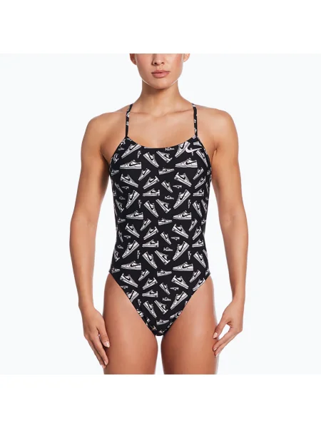 Női egyrészes fürdőruha Nike Hydrastrong Cutout jet fekete. Méret: 34 fekete