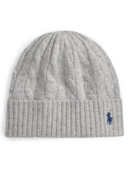 Czapka wełniana z wyhaftowanym logo Polo Ralph Lauren szara