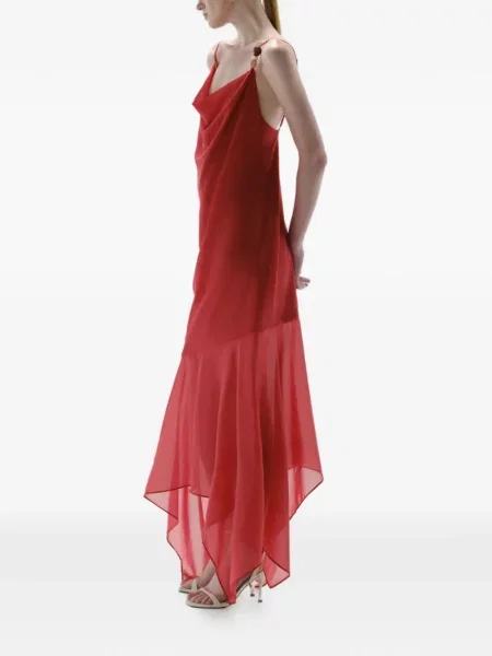 Rochie midi Baobab asimetrică roșu