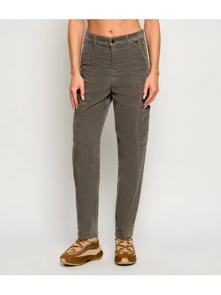 Marc Cain Pantaloni cargo Ruma | Tapered fit | catifea reiată verde